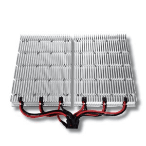 a close up of a red wall with metal rivets