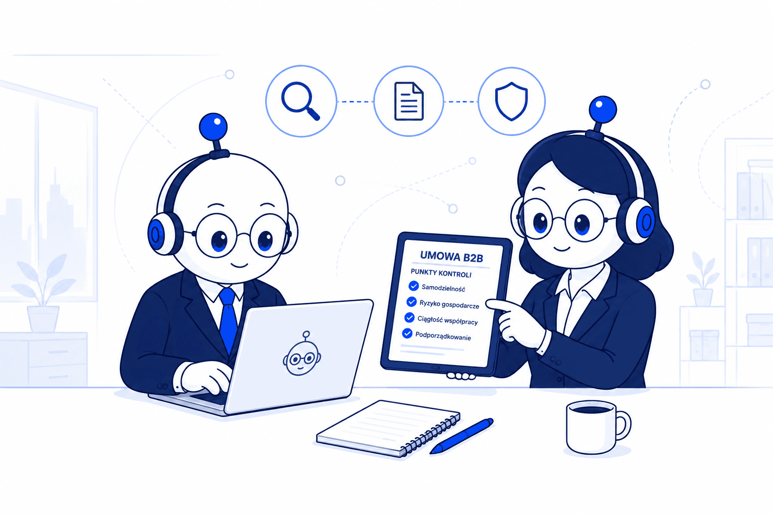 Księgobot i Księgobotka wspierający analizę umów B2B.