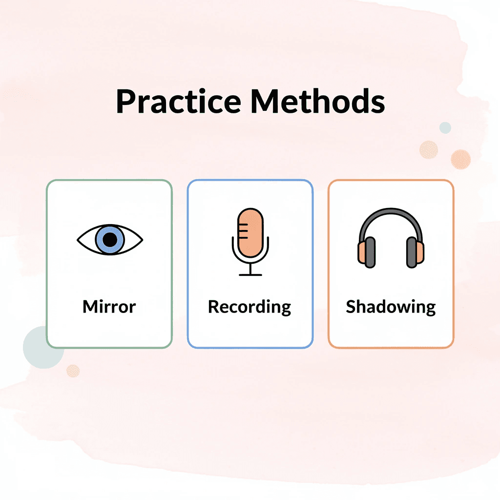 Infographic showing three Arabic practice methods
