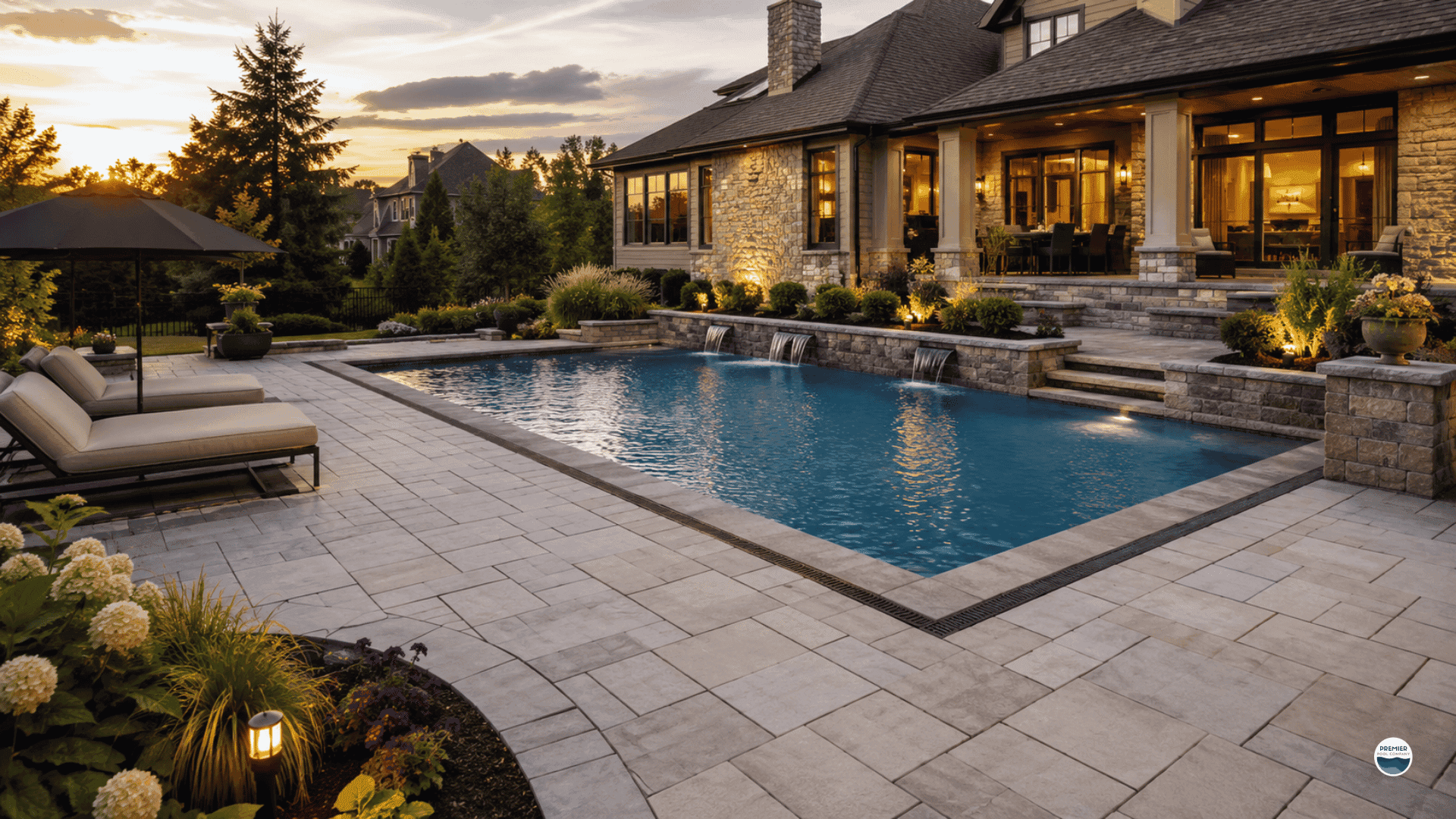 Paver patio around an Ohio pool designed for freeze thaw durability and long term use