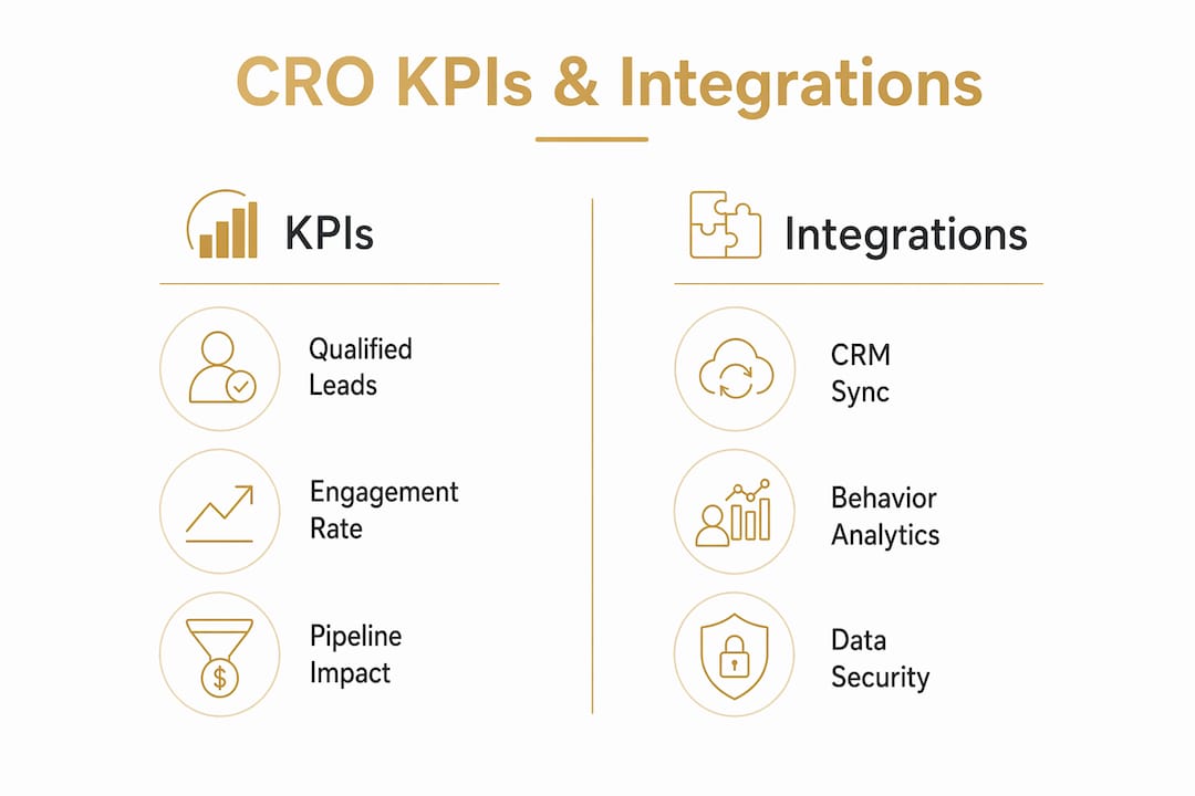Infographic comparing CRO KPIs with required integrations