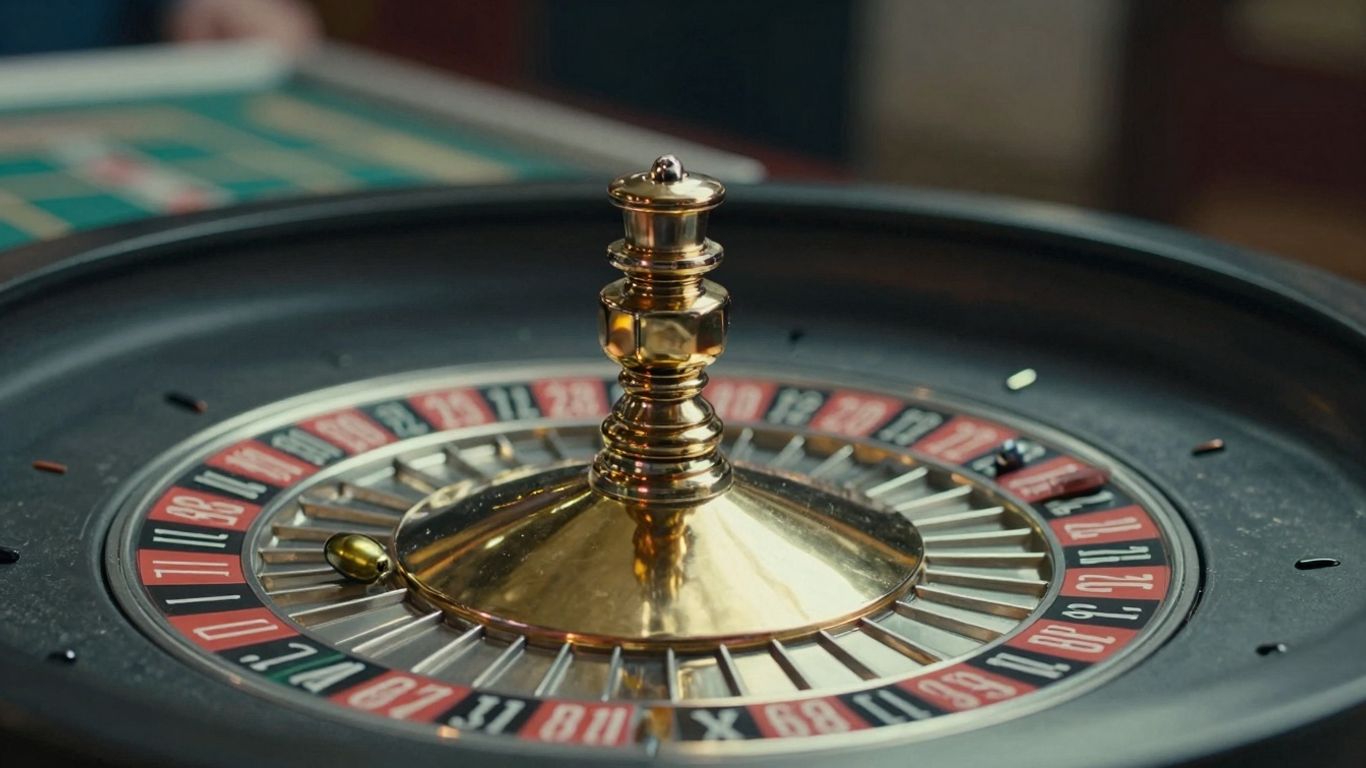 Roulette wheel with a bullet in a slot.