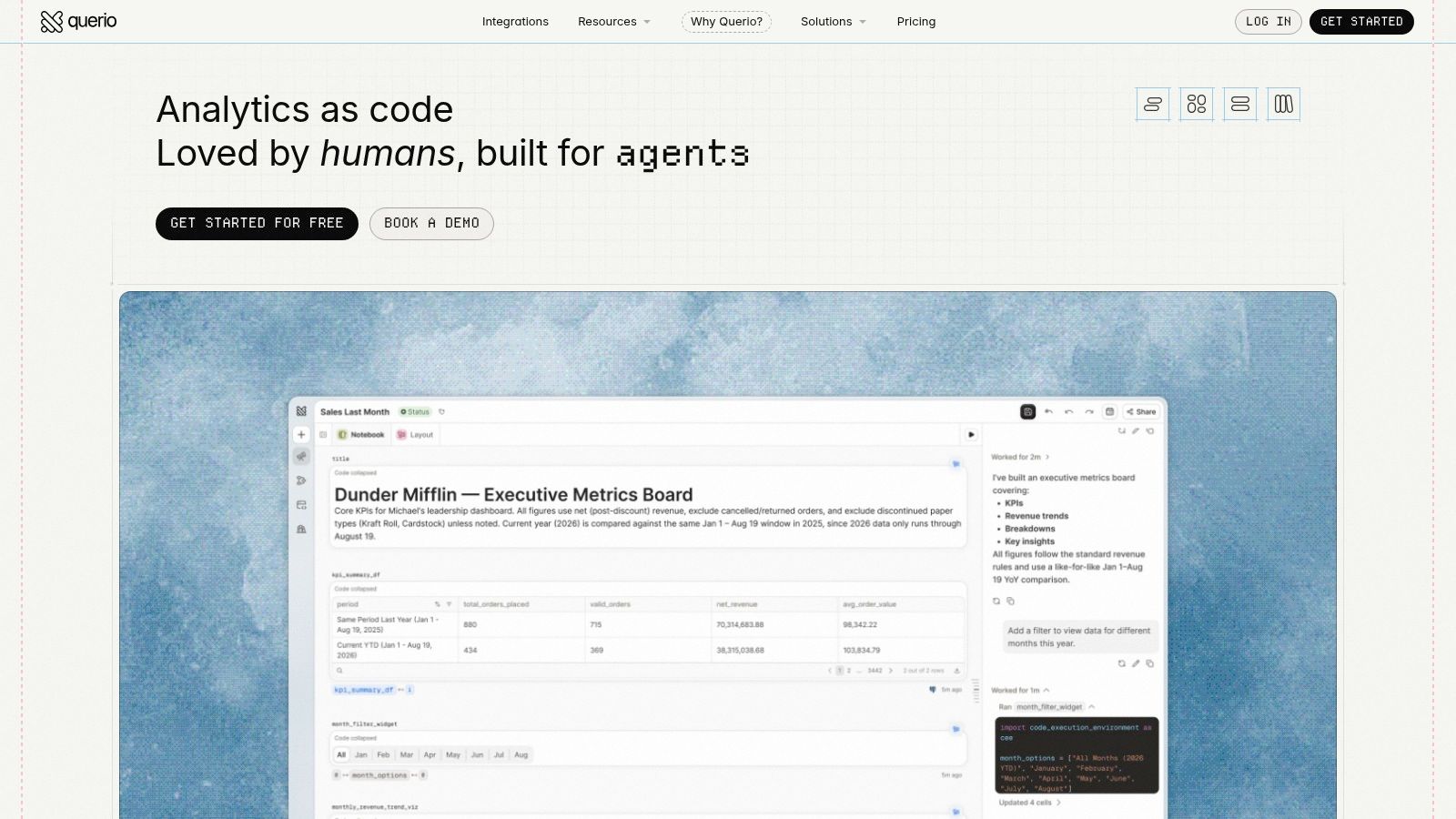 Screenshot from https://www.querio.ai