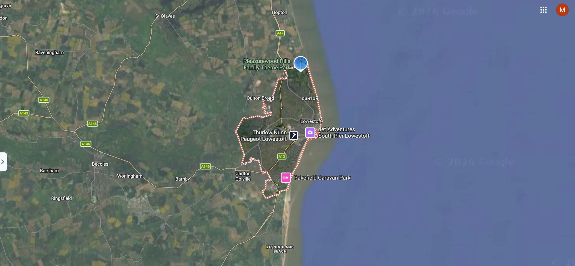 Map of Lowestoft and the Suffolk coast