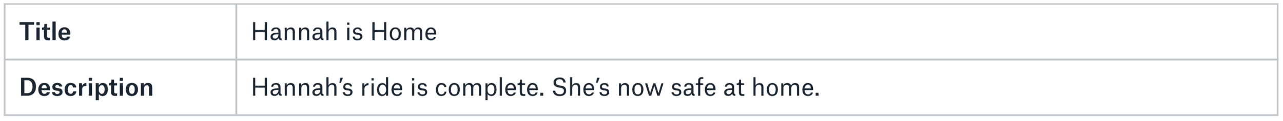 Draft of a child arrived home mobile notification