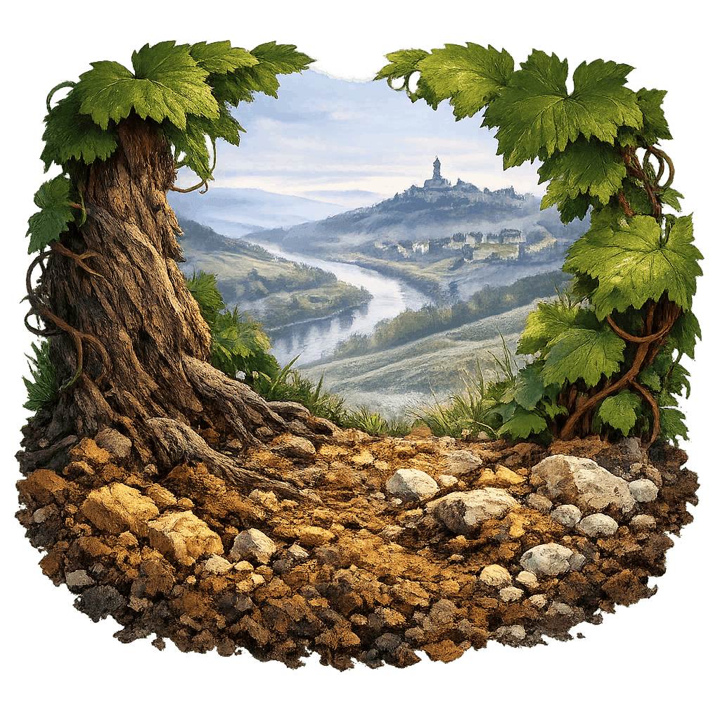 Detailed graphic of the Vallée de la Marne wine region.