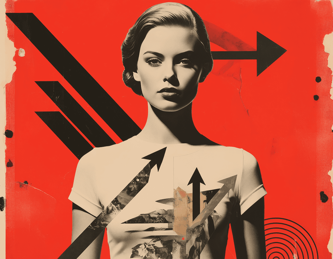 a posters of a women staring, old retro vibes