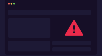 A website layout with a red warning icon