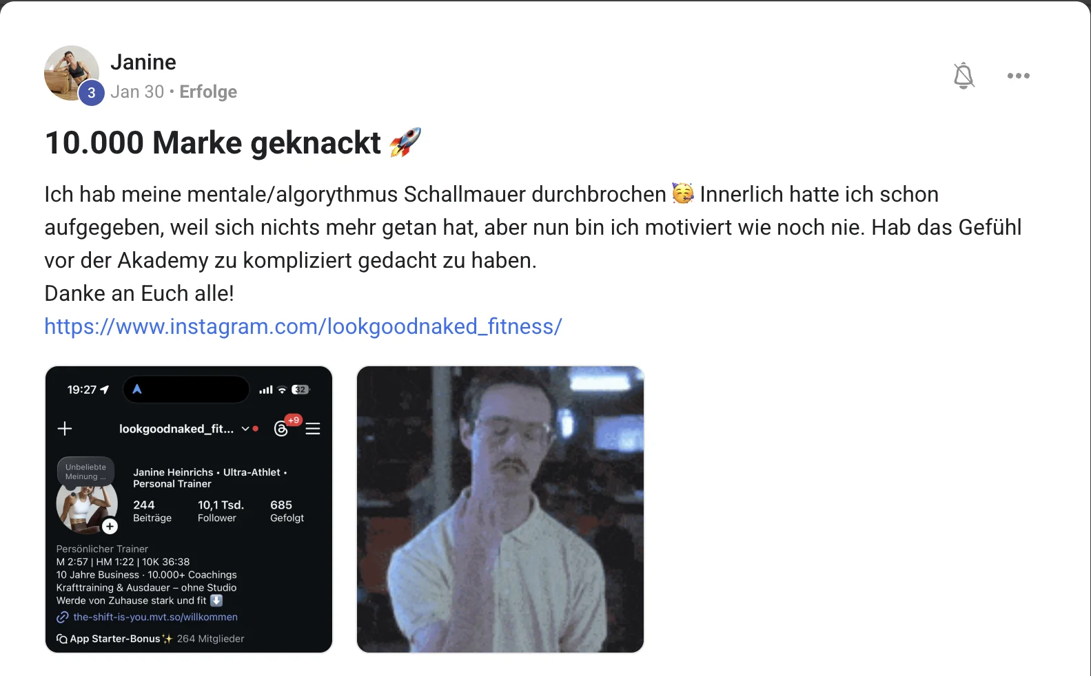 Erfahrungsbericht KI Creator Akademie: Personal Trainerin Janine knackt 10.000 Instagram-Follower