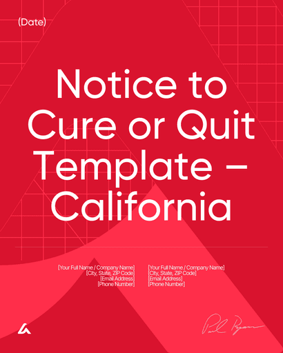 Notice to Cure or Quit Template – California