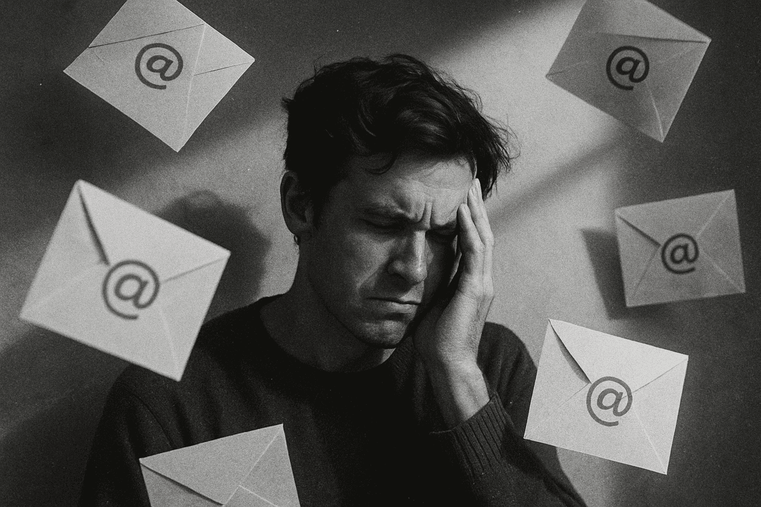 a person being bombarded by emails