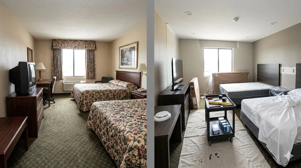 Hotel guest room and lobby renovation in Fort Lauderdale — Planet Construction FL