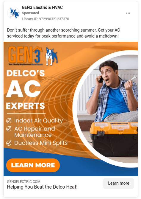 hvac facebook ads using image
