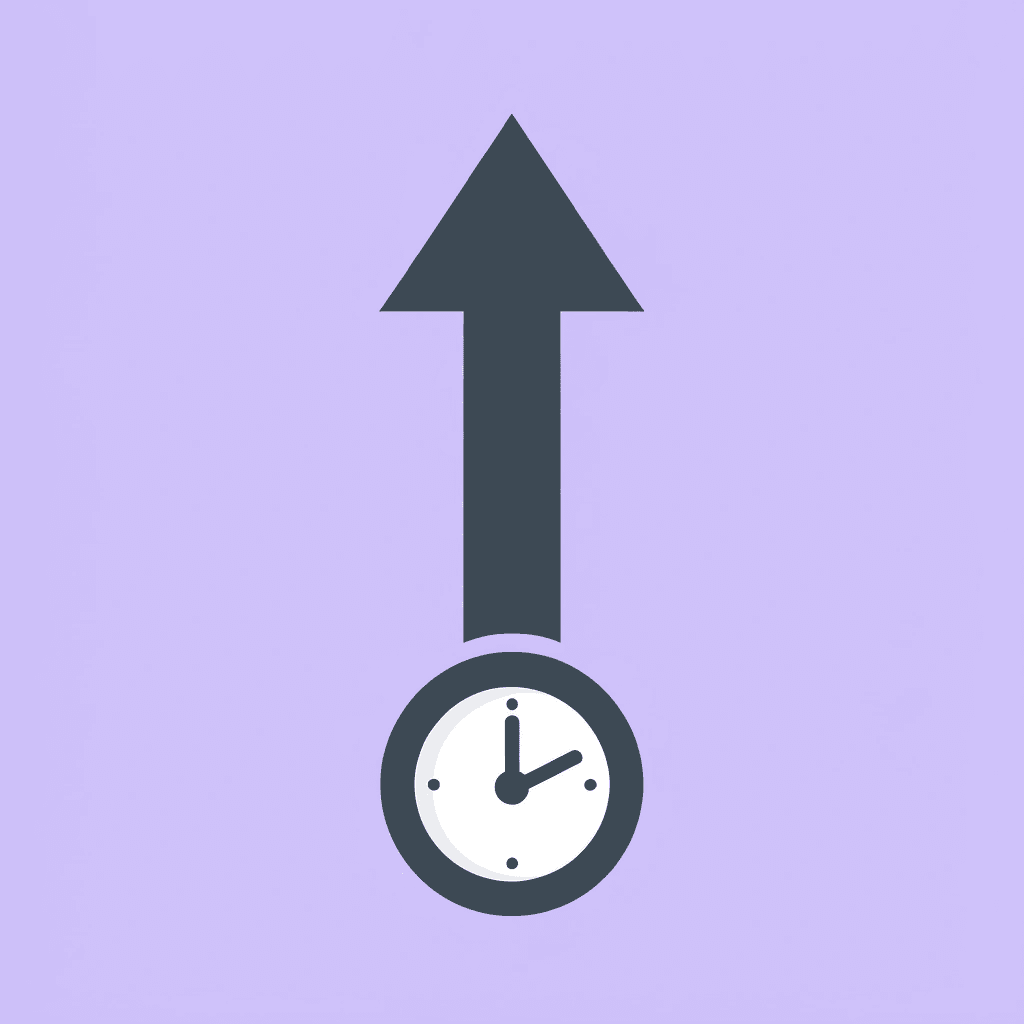 Upward arrow showing productivity improvement and time savings