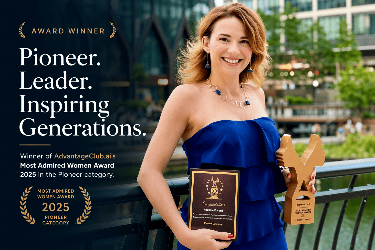 Rachele Focardi receiving Pioneer Award for leadership in multigenerational workforce and generational diversity