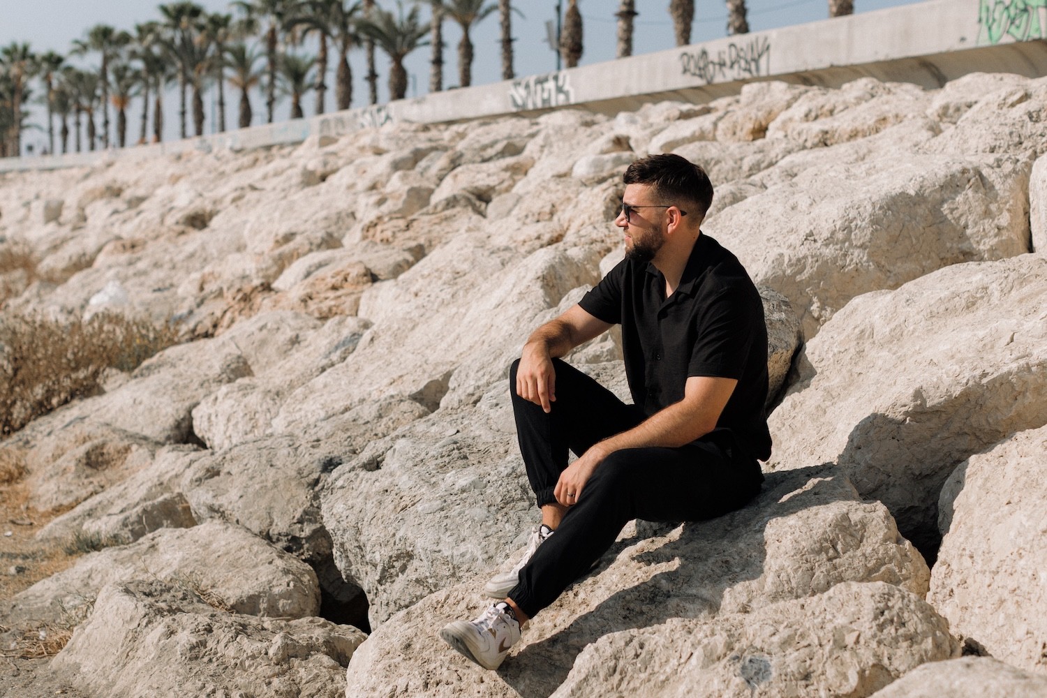 Riding a bicycle with V sign