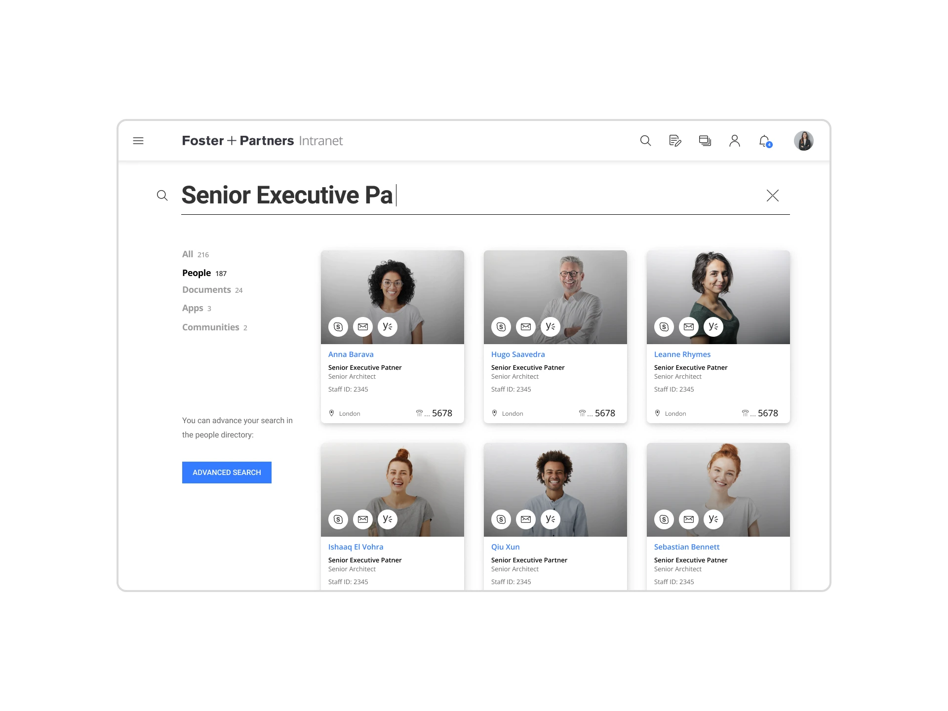 Foster + Partners website redesign by Cogworks – desktop ai powered people search in desktop