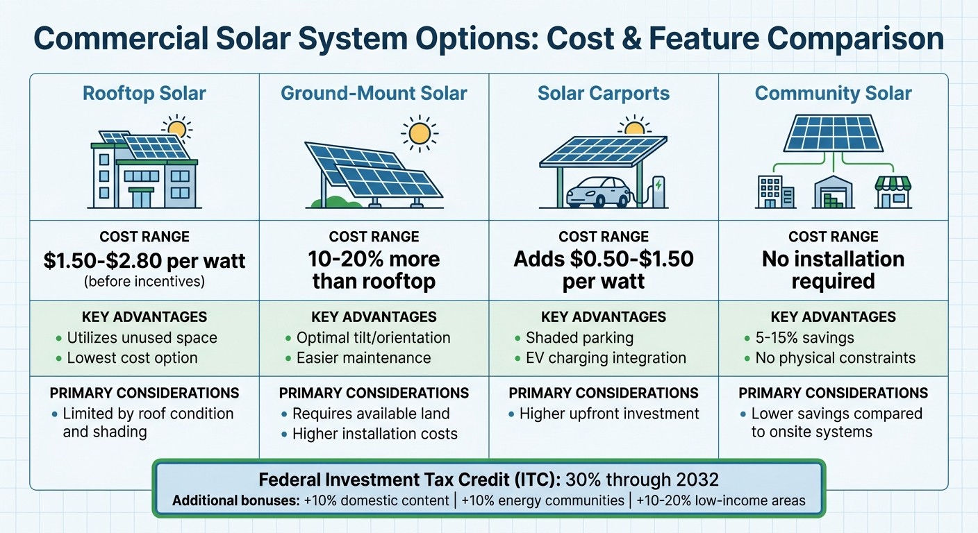 Commercial Solar System Types: Costs, Benefits, and Considerations Comparison