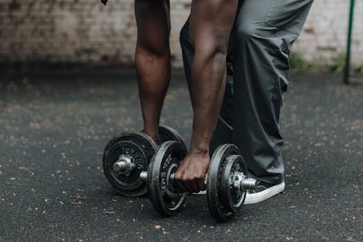 Muscular man lifting weights