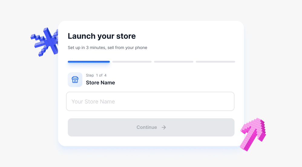 ERP store creation interface for online business and eCommerce management.