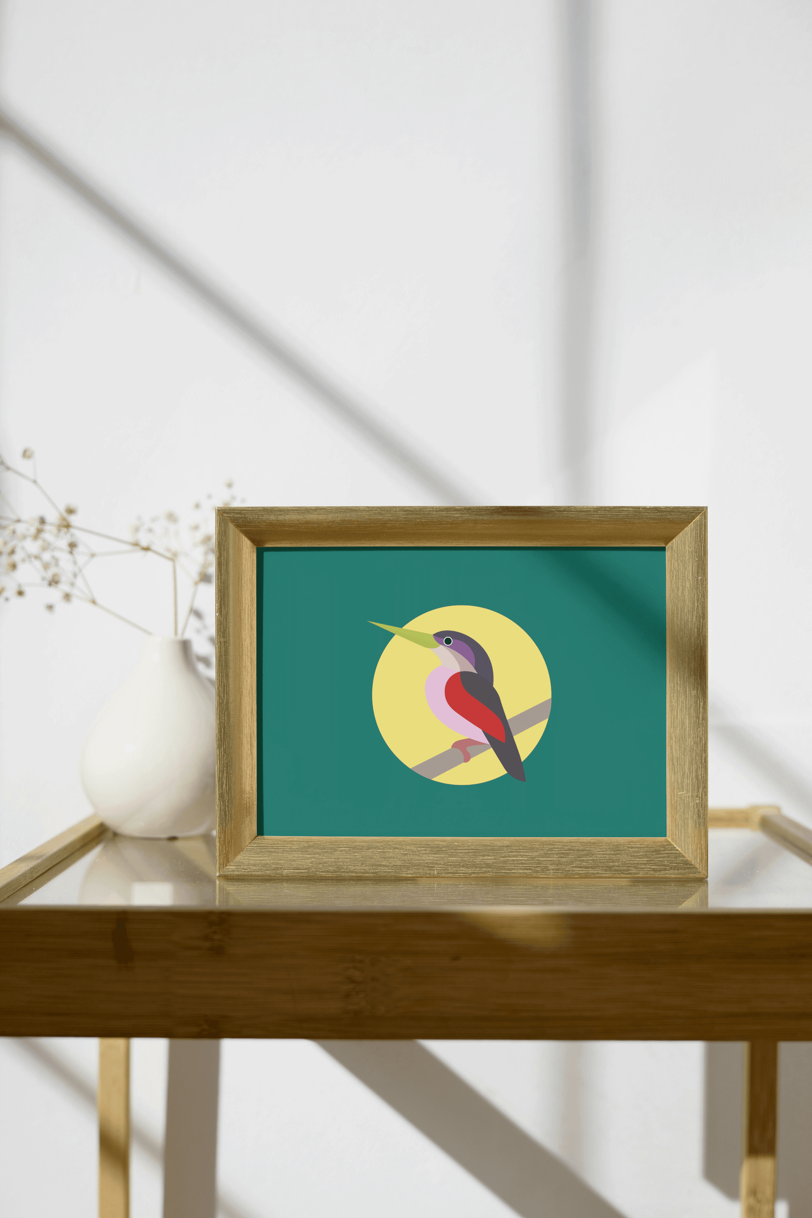 Graphic design, image of a bird in vibrant colors