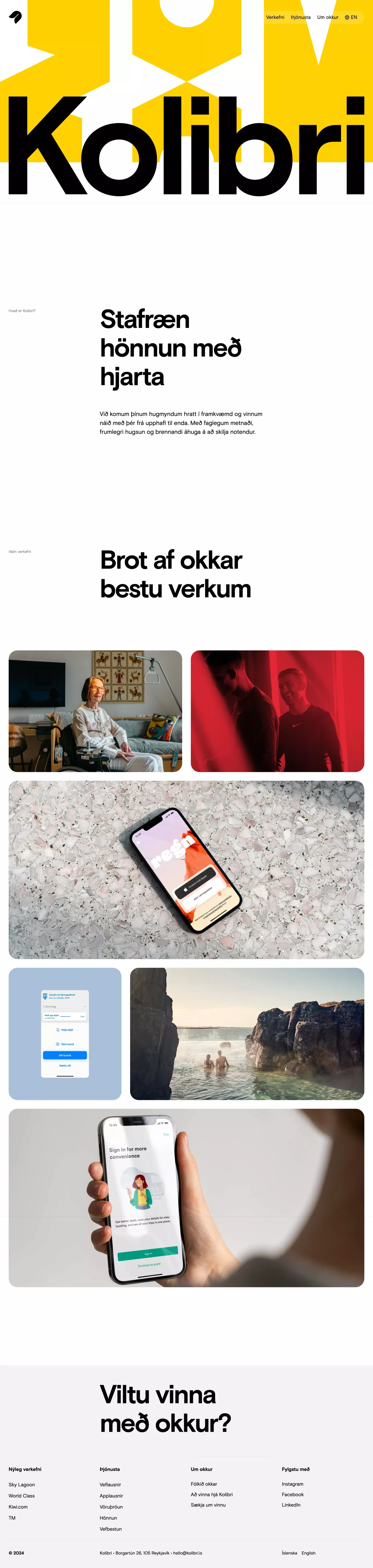 Kolibri portfolio page screenshot showcasing Design and Tech design