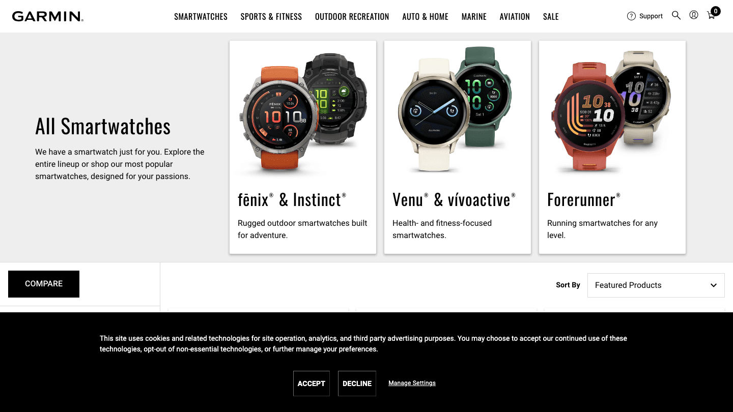 Garmin smartwatches lineup