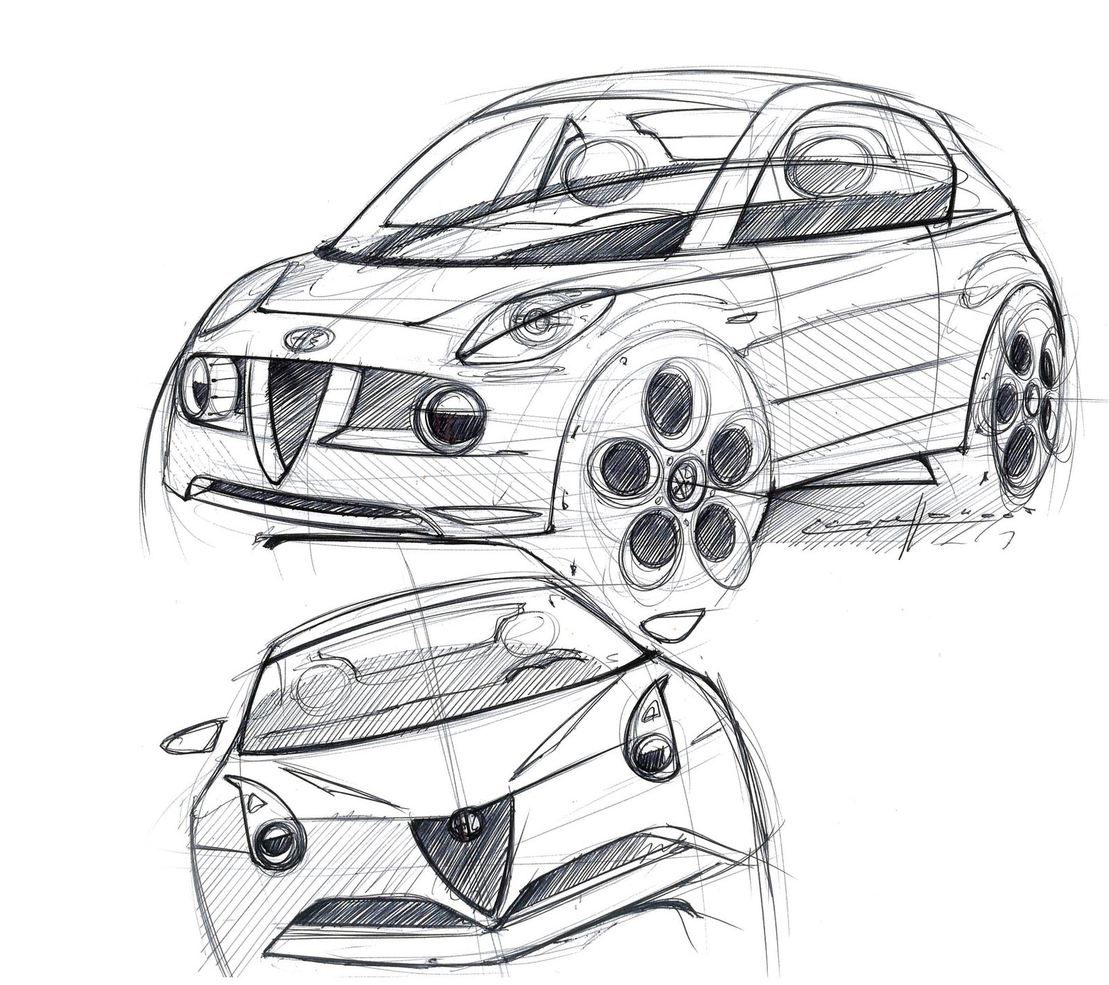 Alfa Romeo MiTo early design sketches