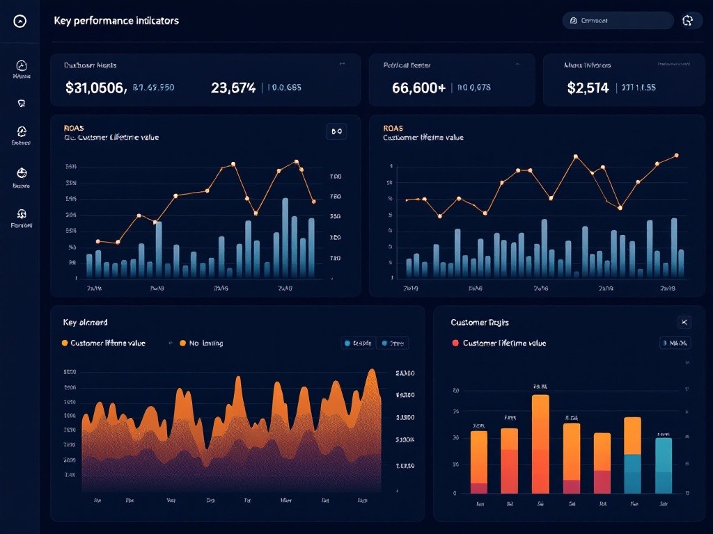 A dashboard with key performance indicators for customer lifetime value, revenue, and other metrics.