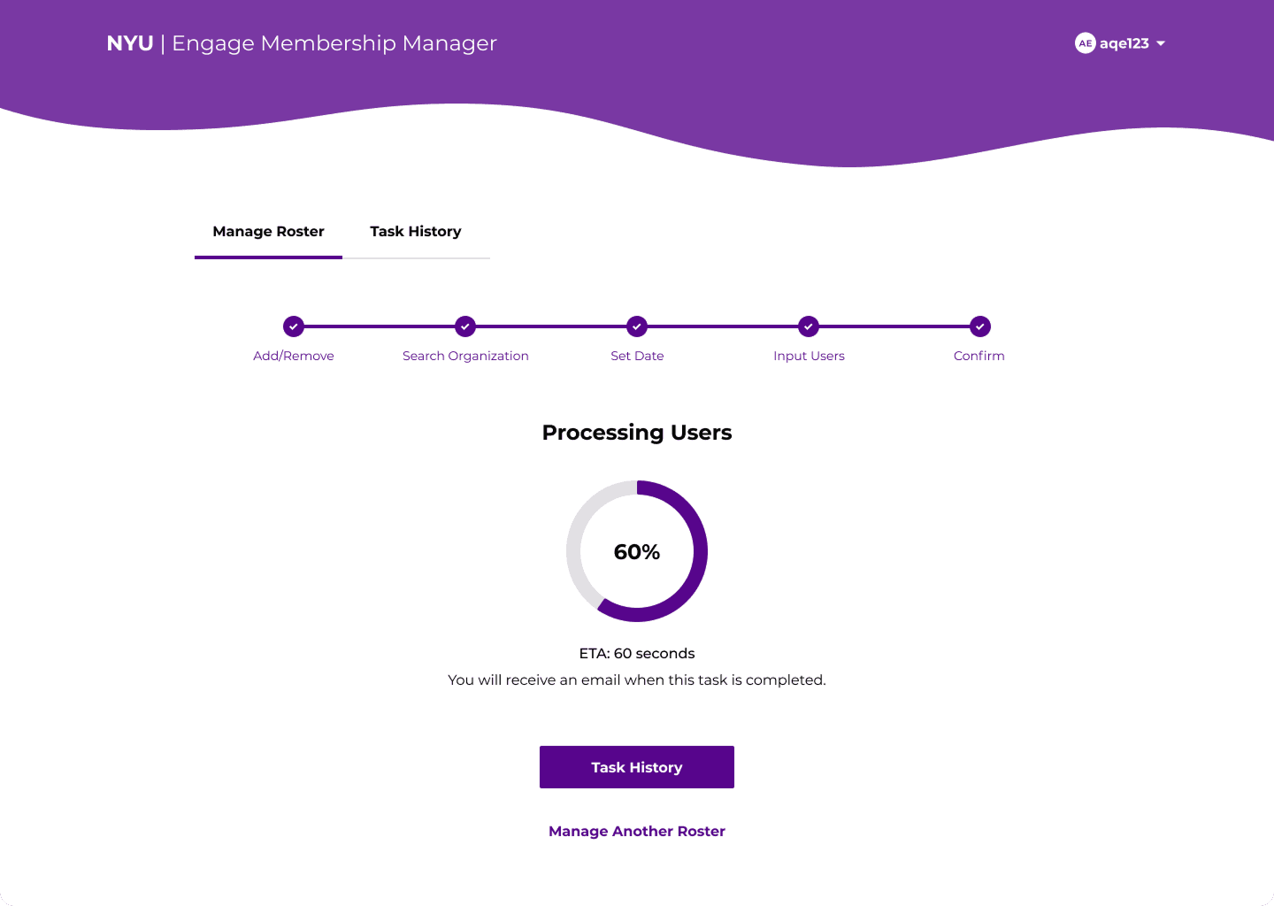 Load screen after submitting a manage roster form