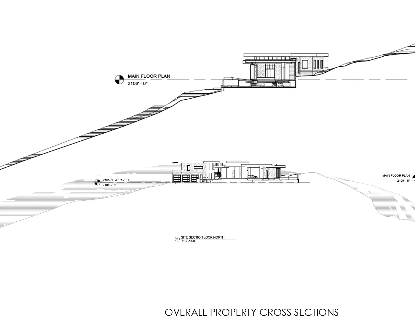 Cross sections of a modern Scottsdale home by SpaceLineDesign, SLD Architects.