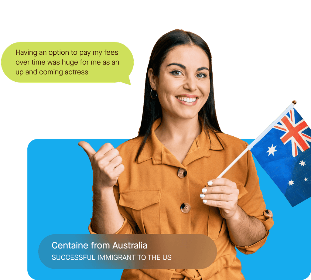 Young female successful E3 visa immigrant