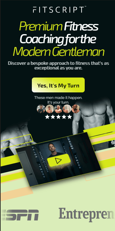 Landing Page Hero section in dark mode for Fitscript in mobile version