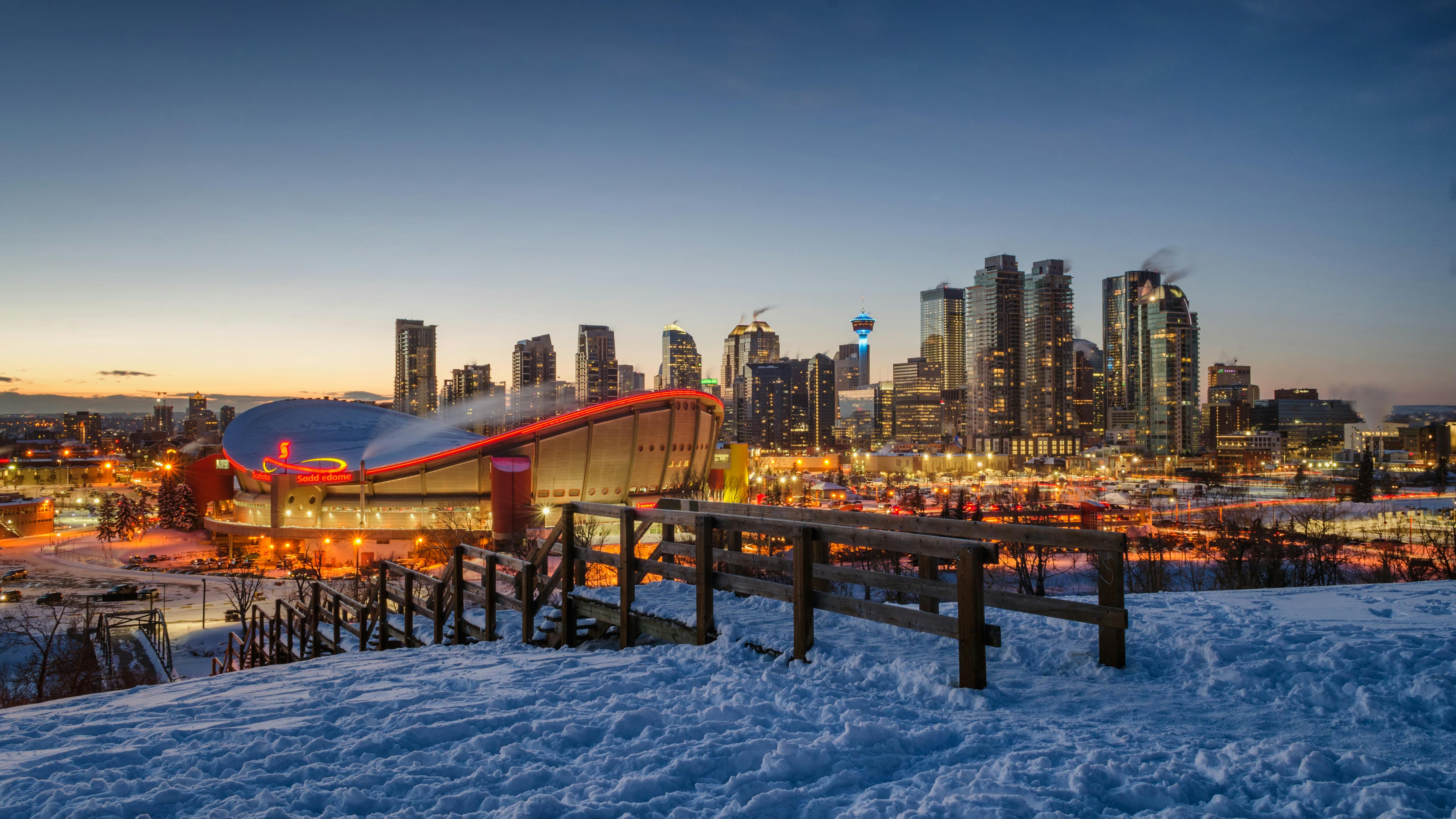 Image of downtown calgary during sunset