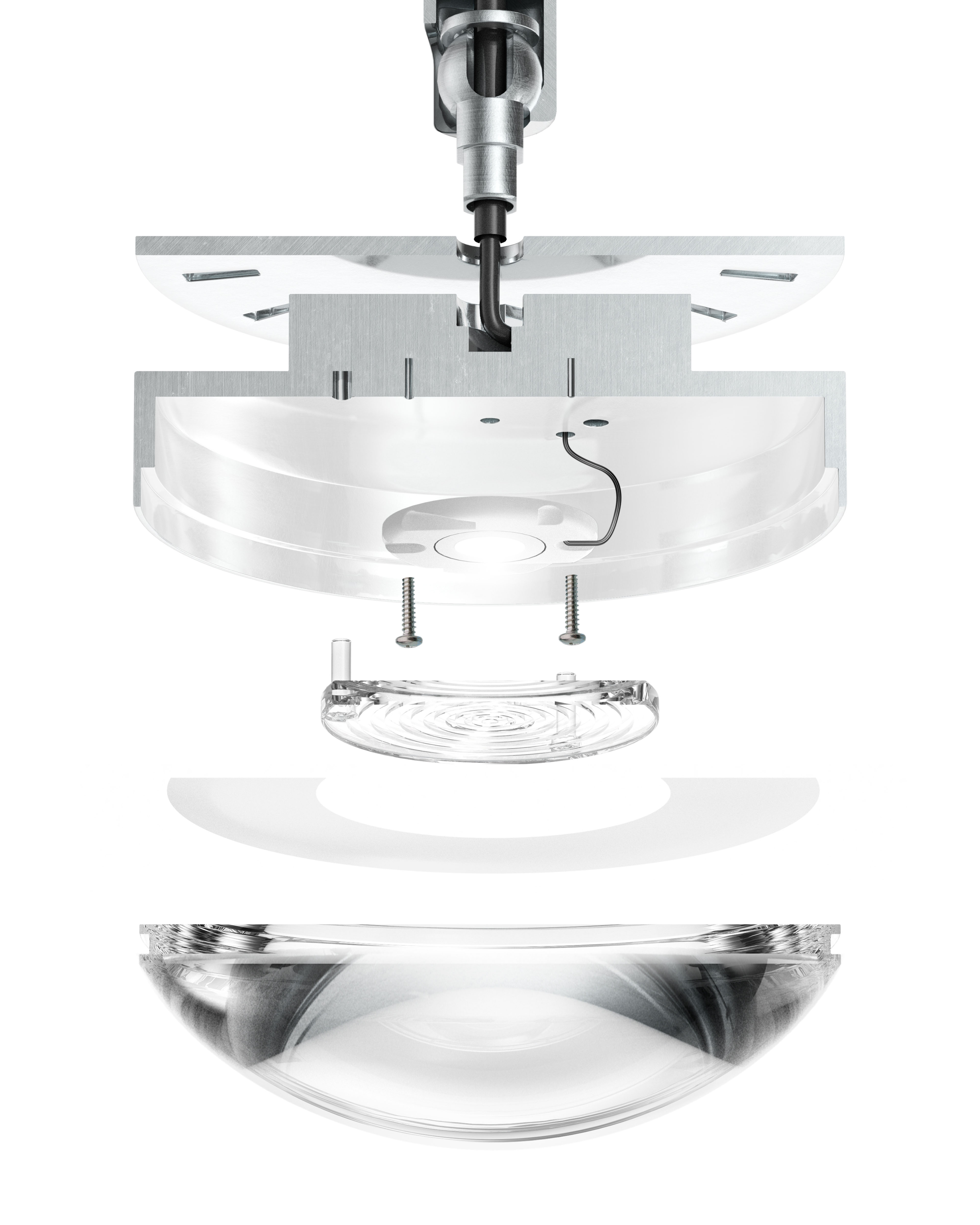 Vista esplosa di lampada da soffitto artemide