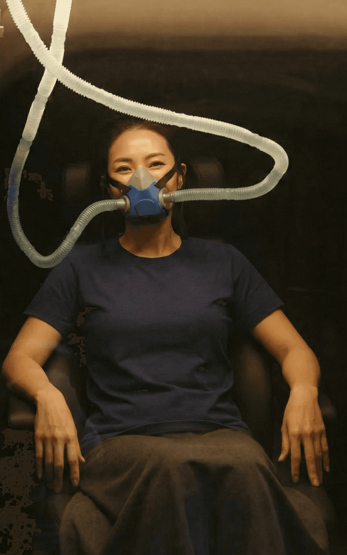 Woman doing hyperbaric oxygen therapy (HBOT)