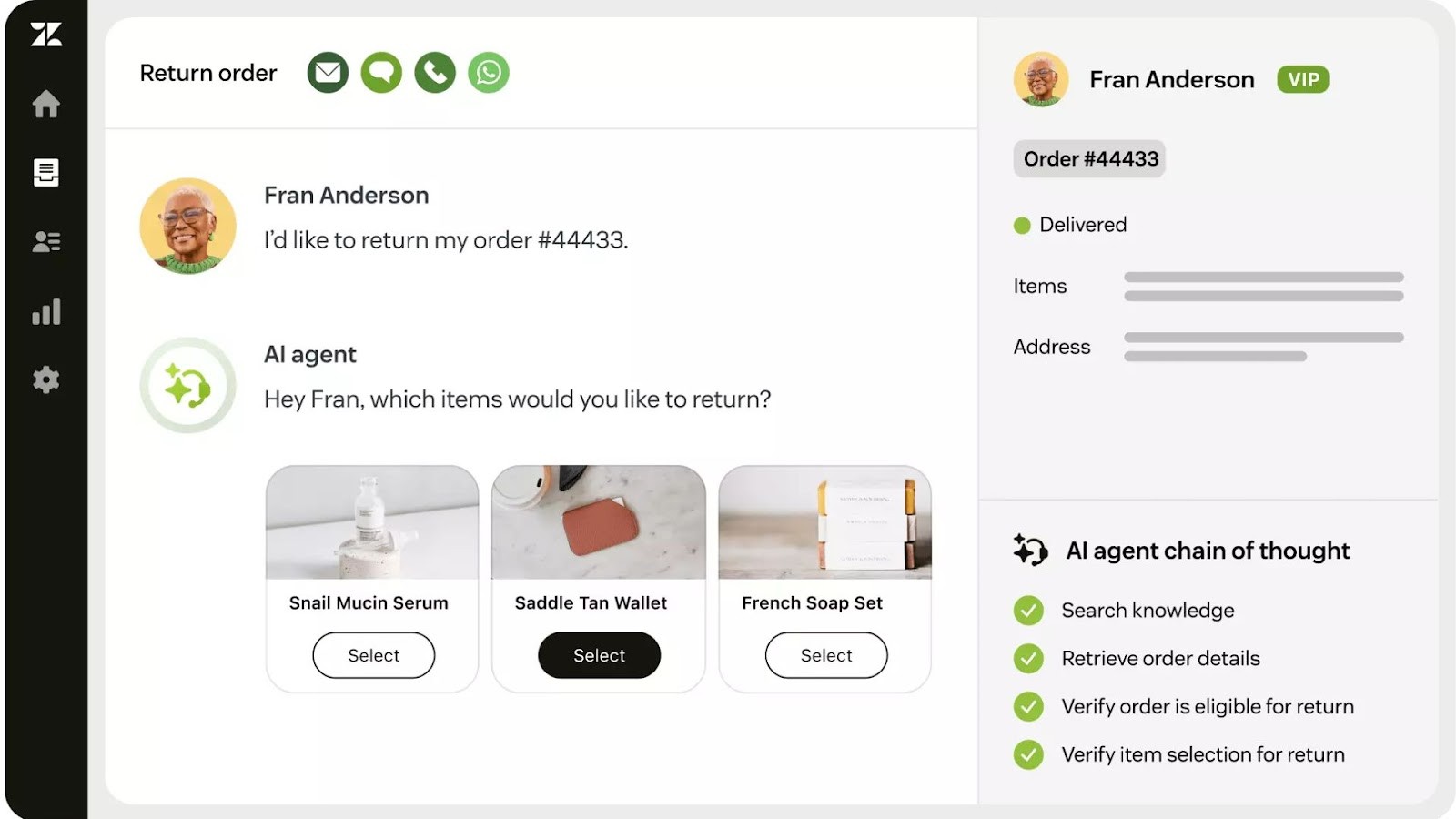 Zendesk's AI-powered customer service interaction