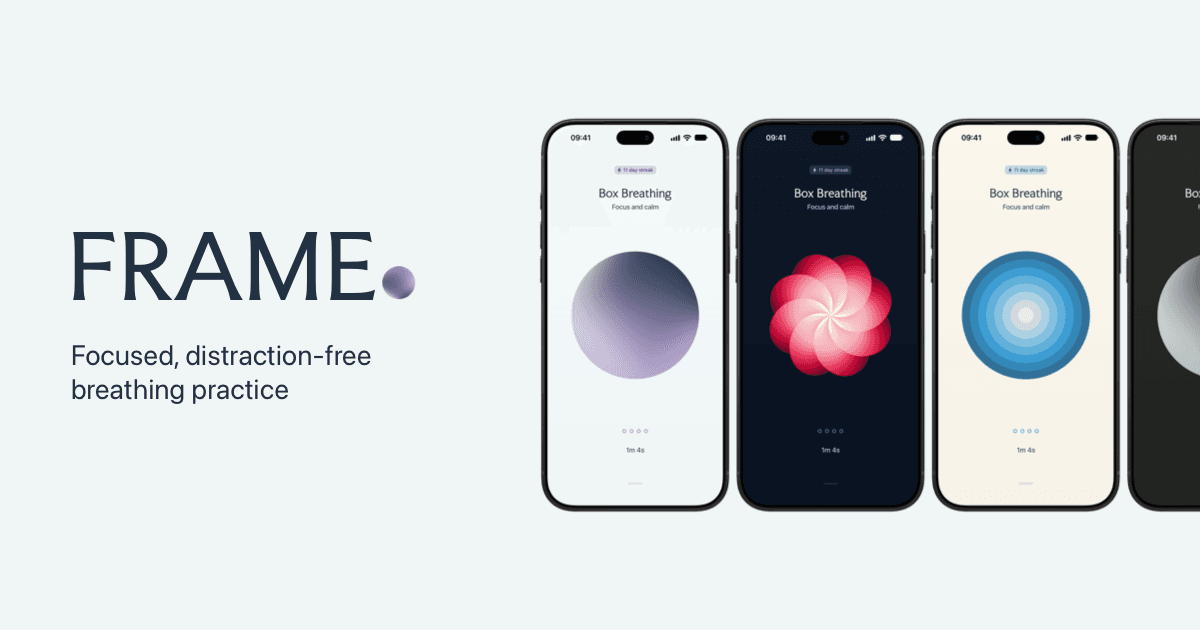 Frame - Focused, distraction-free breathing practice app screenshots