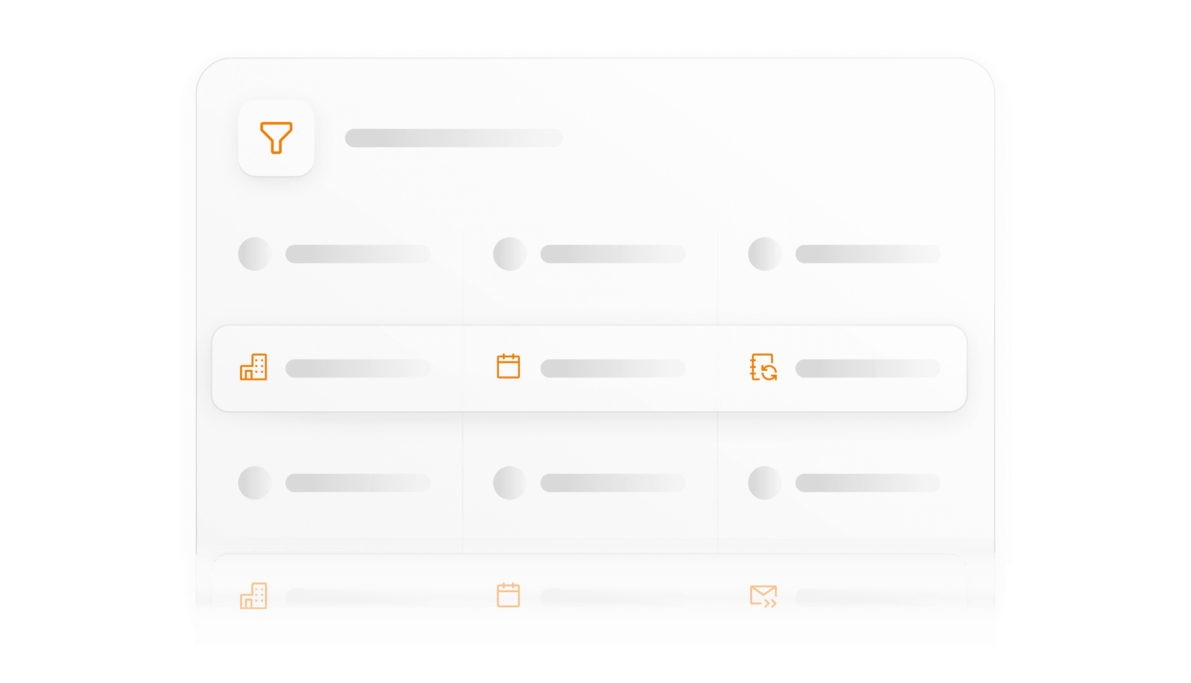 A render representing Planhat's filtering by highlighting a subset of rows in a data table.