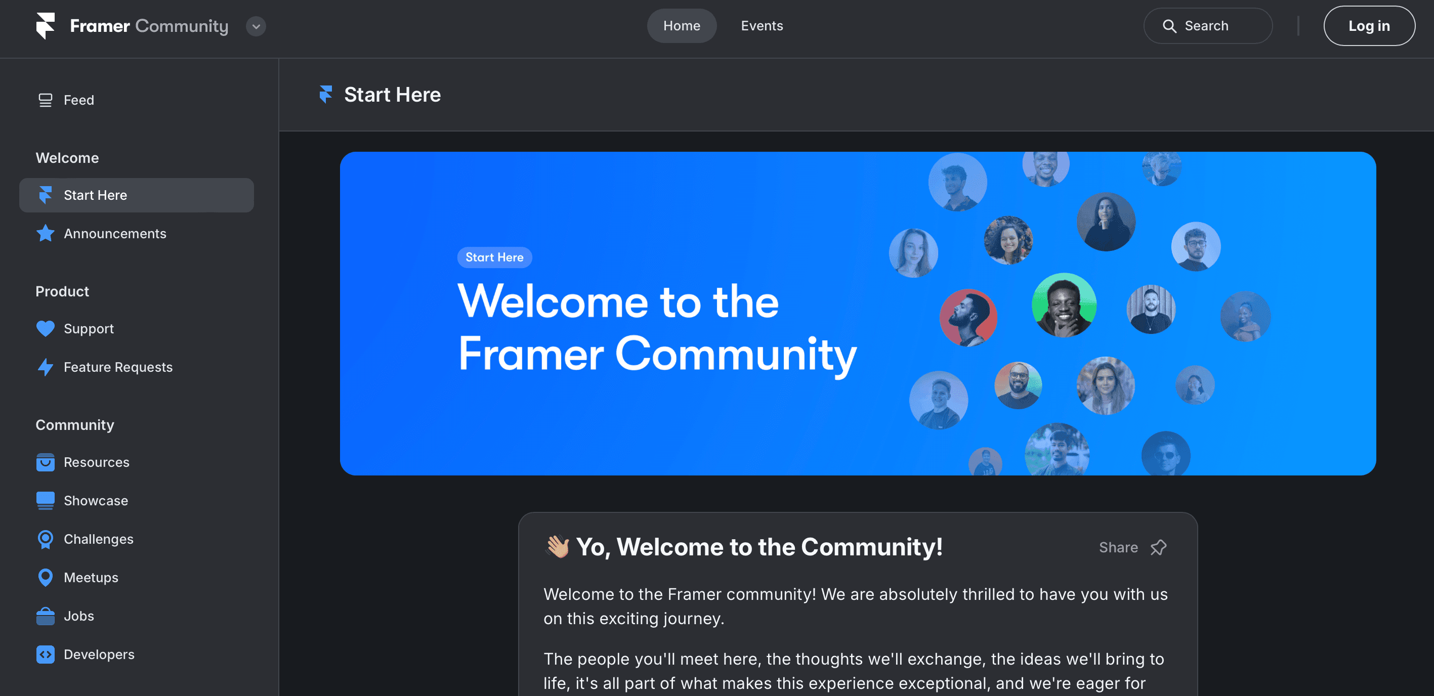 A screenshort of framer community