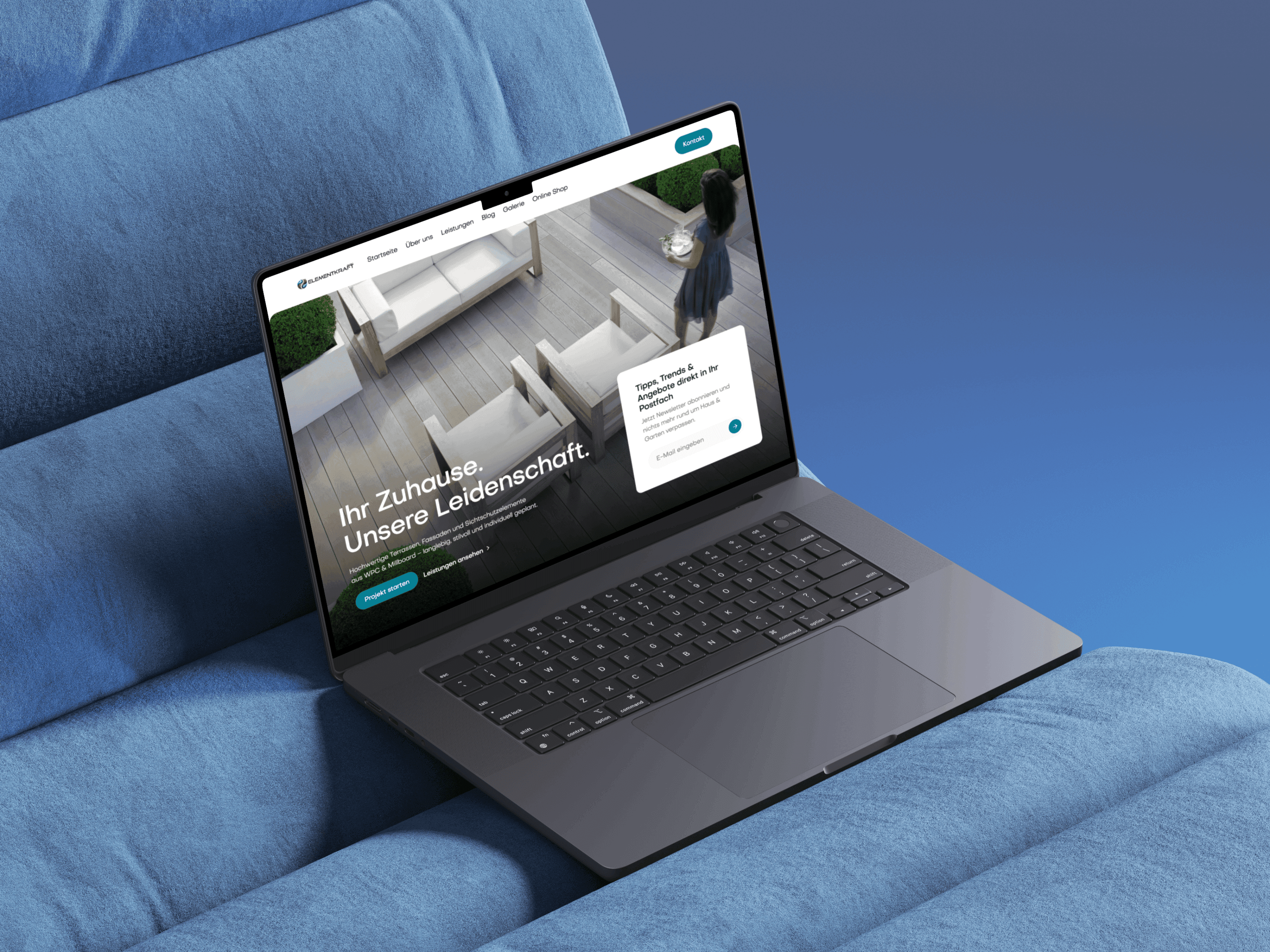 Laptop mit Webdesign für einen Handwerksbetrieb