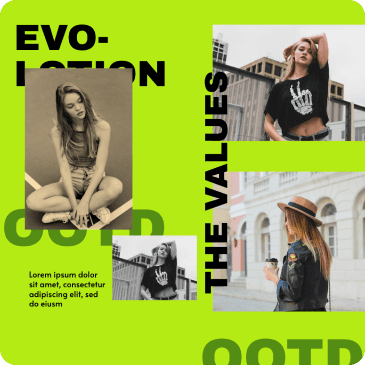 Outfit-of-the-day social template with women wearing different outfits