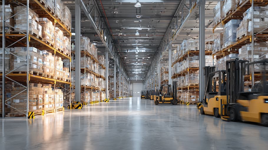 Two men discuss a project while standing at a laptop in an office.