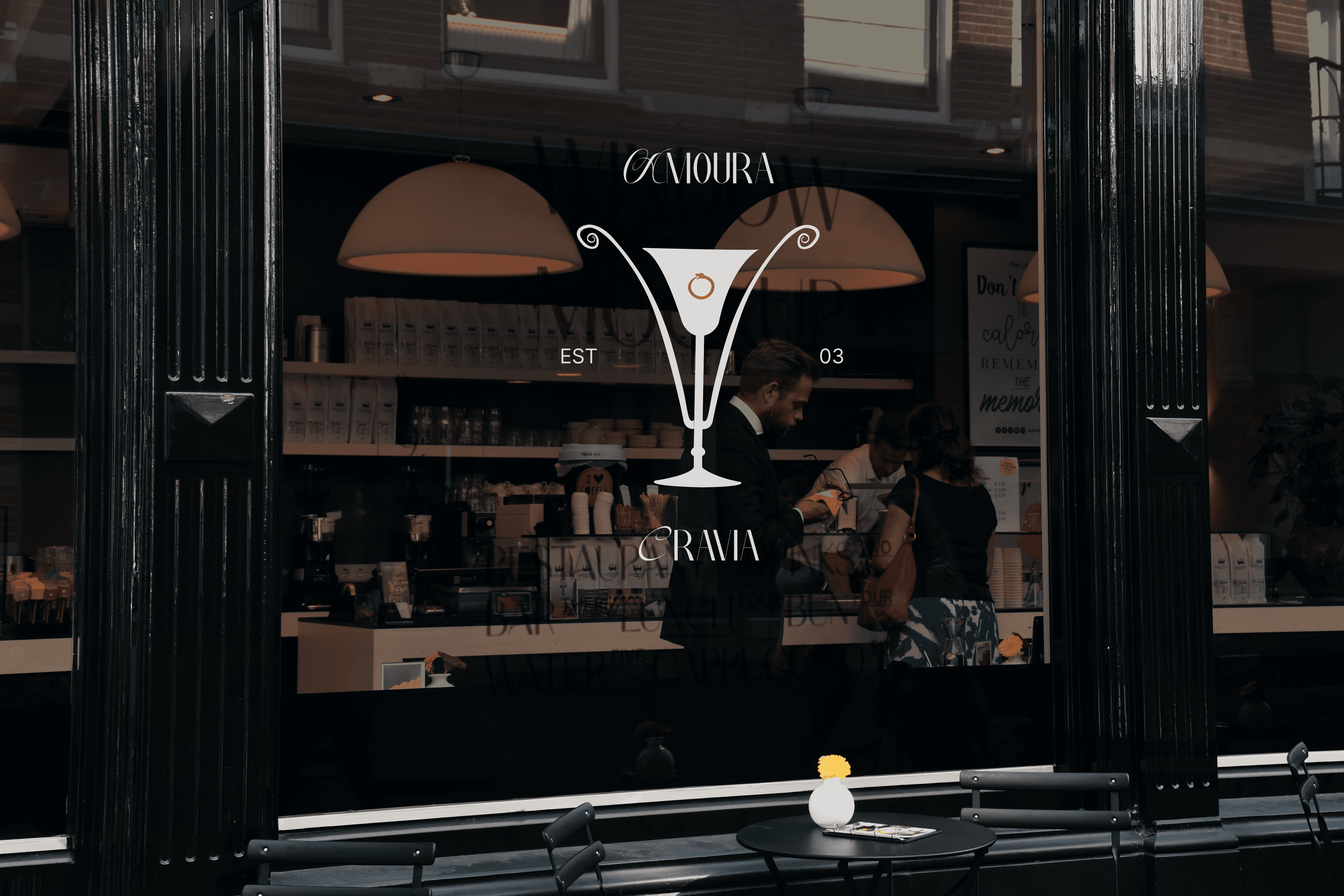 Restaurant window with LOGO