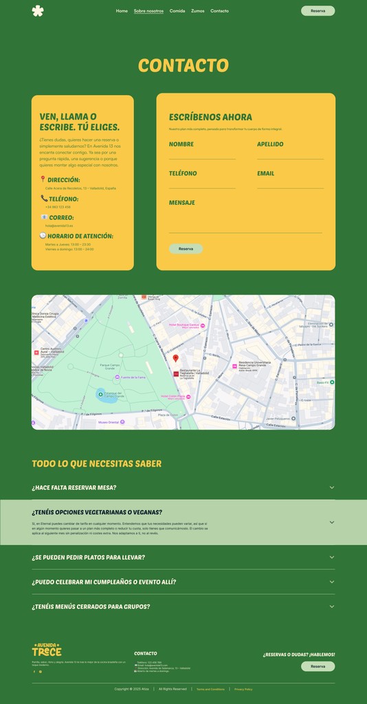 Avenida 13- Web deisgn - Contact page