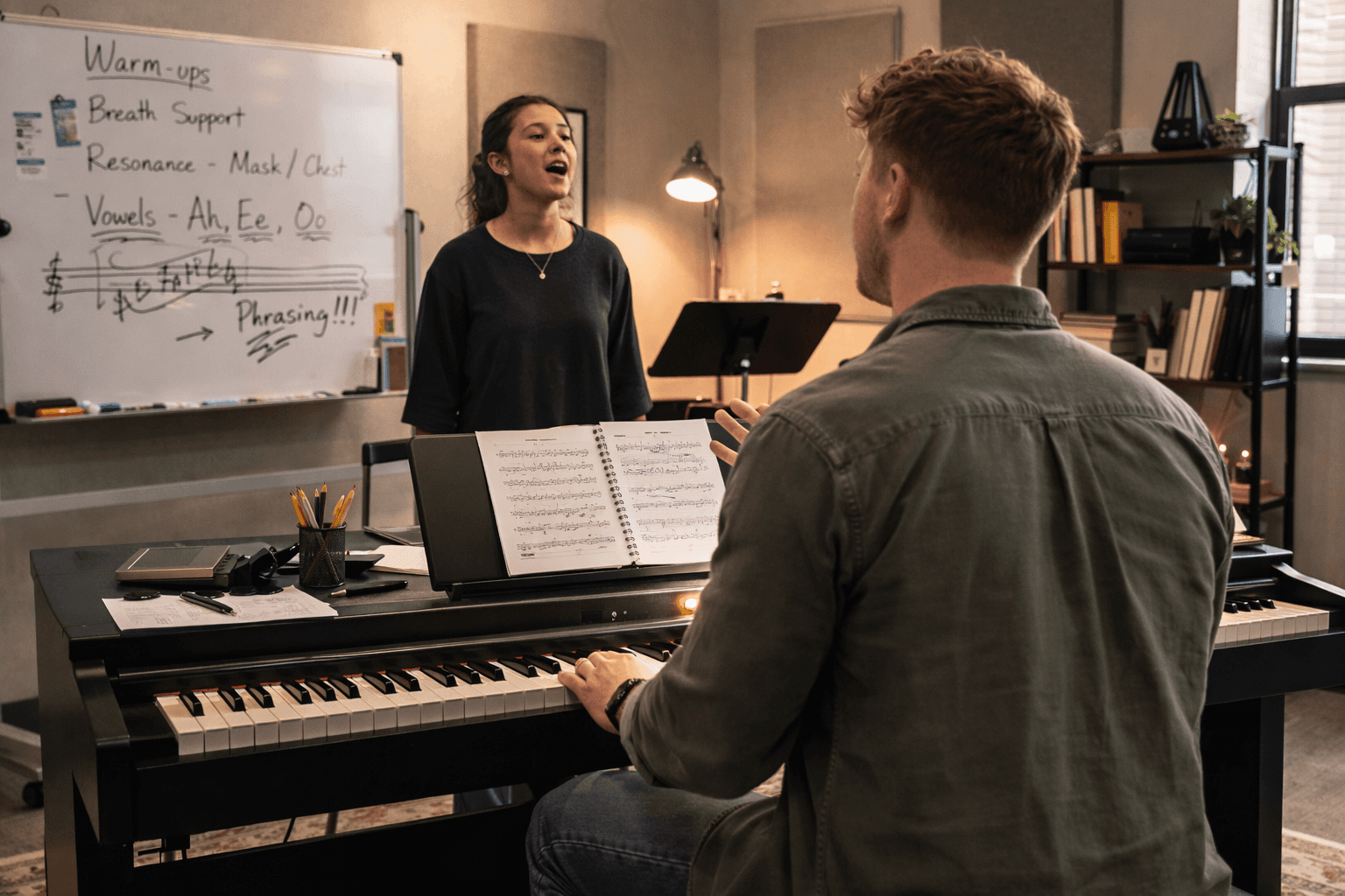michael teaching a brown haired student