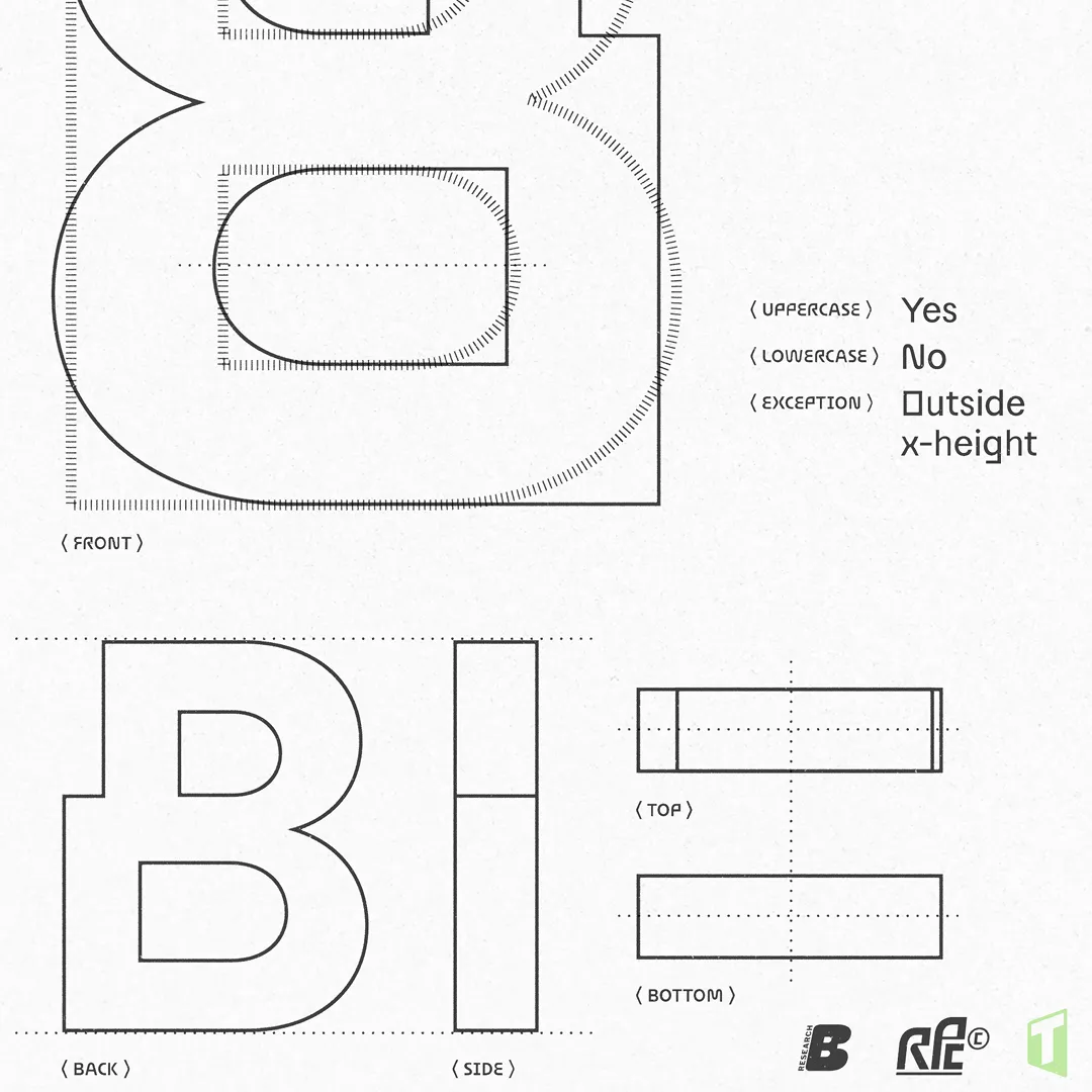 a closer look at the reversed shape construction of Reversa in the style of a mechanical drawing