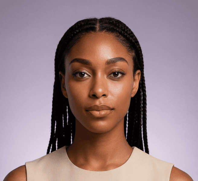 Zaya Amuné AI model portrait for expressive jewelry visuals