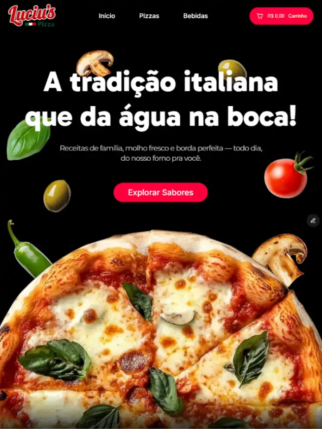 Palm trees frame a dramatic mountain valley landscape