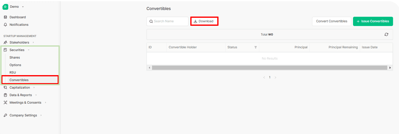 Click [Download] to export the convertible grant/conversion history
